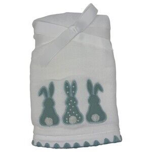 Caro Home Blue Bunny Hand Towels Set of 2 Easter Cotton Tail 100% Cotton Spring